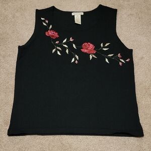 APOSTROPHE Black Embellished Sleeveless Tank Top